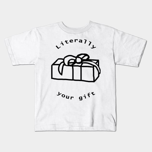 Your Gift Line Drawing for Christmas Kids T-Shirt by ellenhenryart